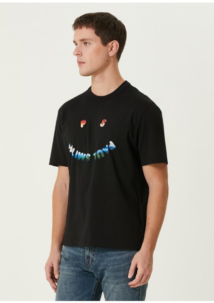 Siyah Logo Baskılı Organik Pamuk T-Shirt modelleri