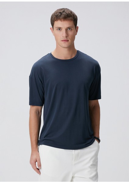 Lacivert Modal Karışımlı T-Shirt