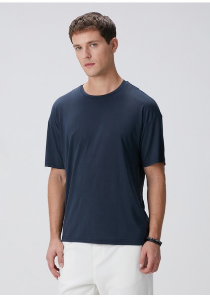 Lacivert Modal Karışımlı T-Shirt