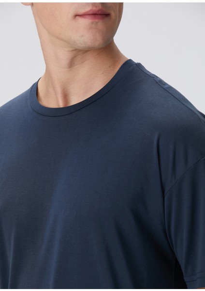 Lacivert Modal Karışımlı T-Shirt