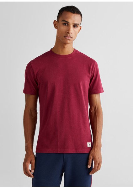 Bordo Bisiklet Yaka Regular Fit Erkek T-Shirt