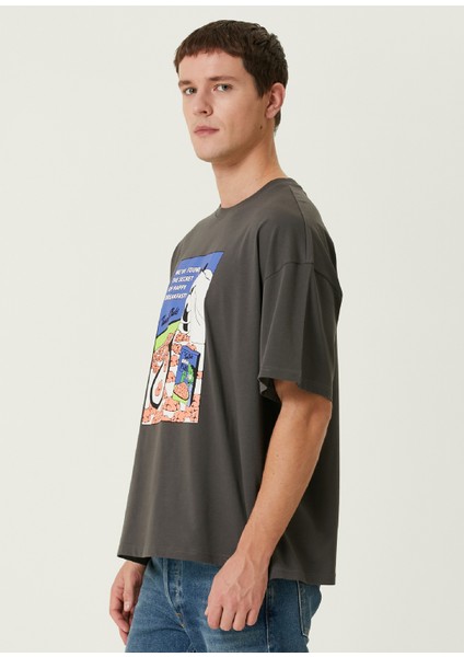 Cereal Antrasit Oversized Kısa Kollu Erkek T-Shirt
