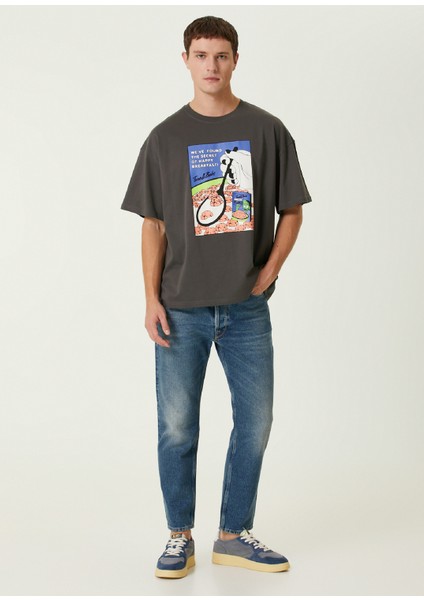 Cereal Antrasit Oversized Kısa Kollu Erkek T-Shirt