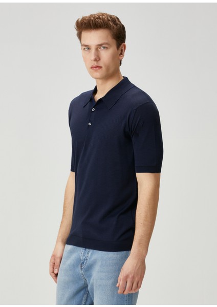 Kyson Mavi Siyah Polo Yaka Kısa Kollu Triko modelleri