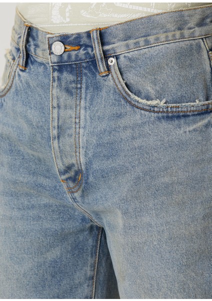 Relaxed Straight Mavi Jean Şort
