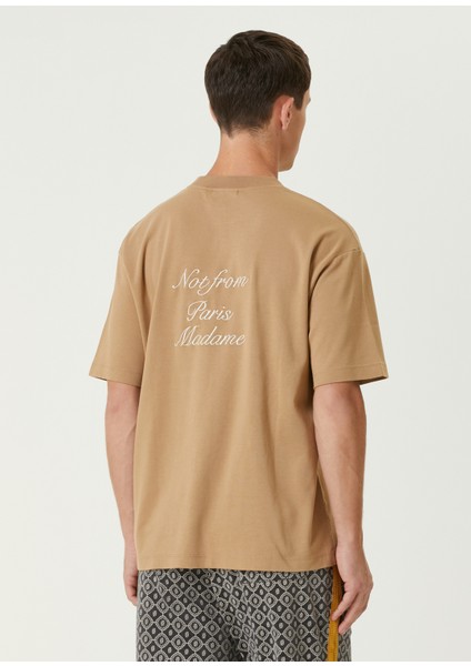 Açık Kahverengi Logo Nakışlı T-Shirt fırsatları