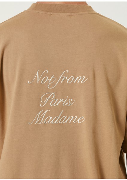 Açık Kahverengi Logo Nakışlı T-Shirt