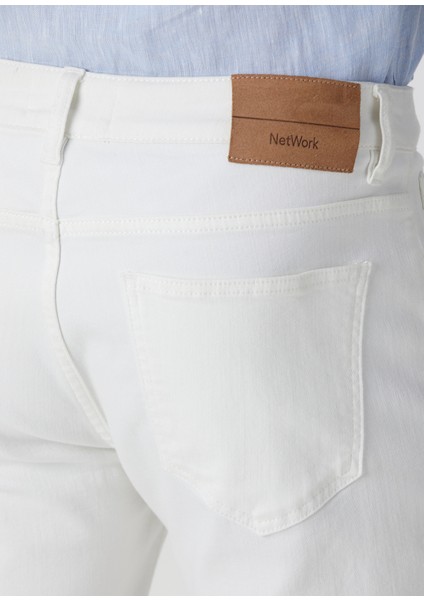 Kırık Beyaz Denim Pantolon
