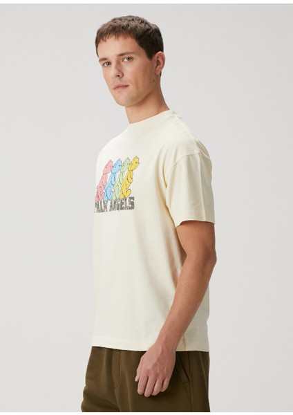 Kırık Beyaz Logo Baskılı T-Shirt modelleri