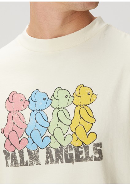 Kırık Beyaz Logo Baskılı T-Shirt indirimleri