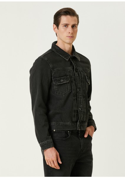 Spirit Siyah Denim Trucker Ceket modelleri