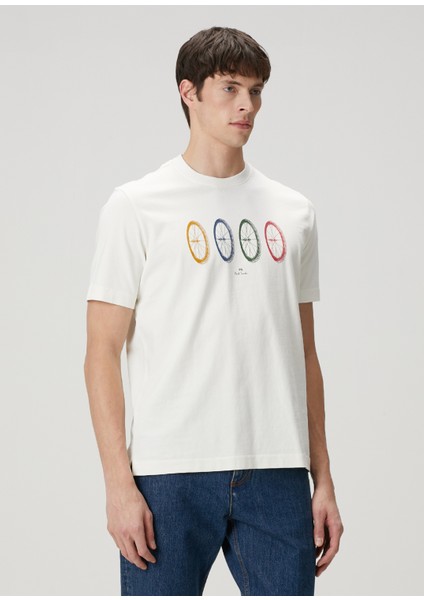 Beyaz Figür Baskılı T-Shirt modelleri