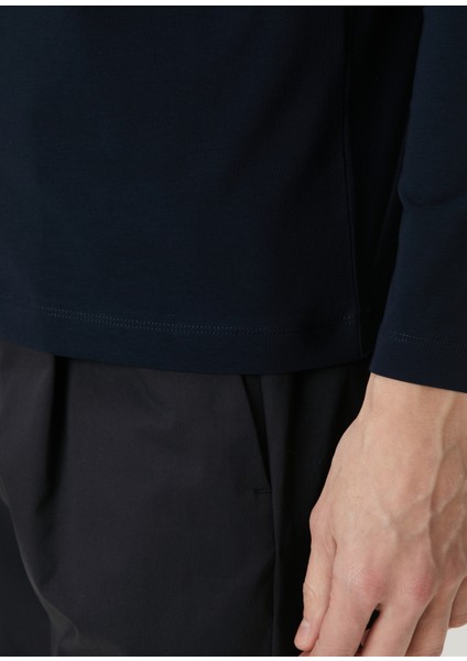 Lacivert Uzun Kollu T-Shirt