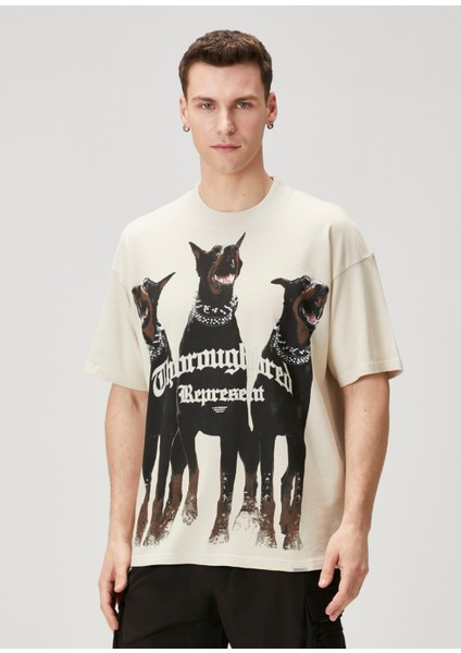 Thoroughbred Beyaz Baskılı T-Shirt