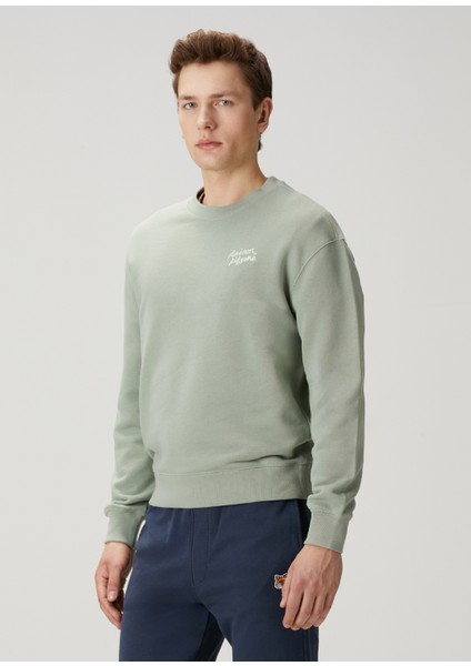 Su Yeşili Logo Nakışlı Sweatshirt