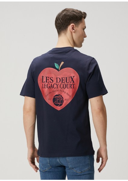 Lacivert Logo Baskılı Organik Pamuk T-Shirt fırsatları