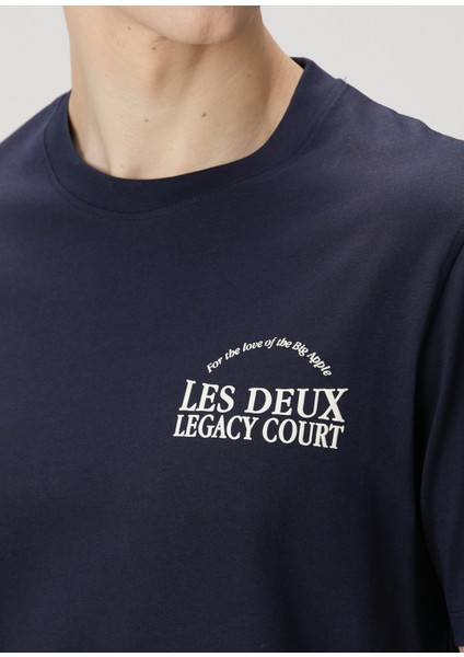 Lacivert Logo Baskılı Organik Pamuk T-Shirt indirimleri