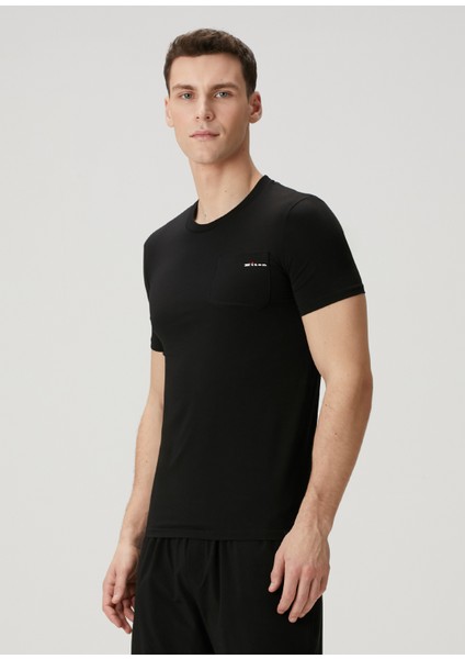 Siyah Logo Nakışlı T-Shirt modelleri