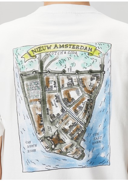 Relaxed Fit Artwork Amsterdam Beyaz T-Shirt