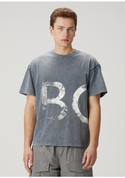 Boy Relic Koyu Mavi Baskılı T-Shirt