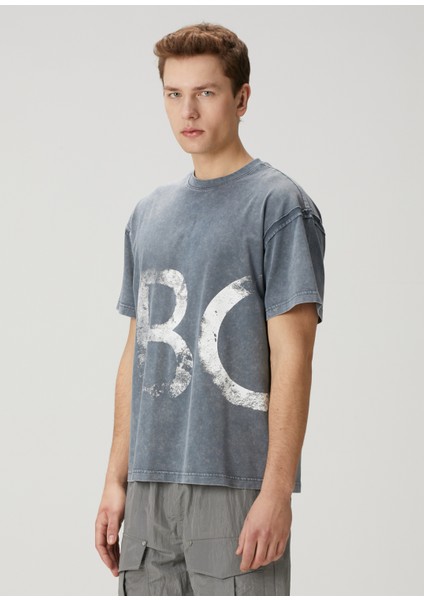 Boy Relic Koyu Mavi Baskılı T-Shirt modelleri
