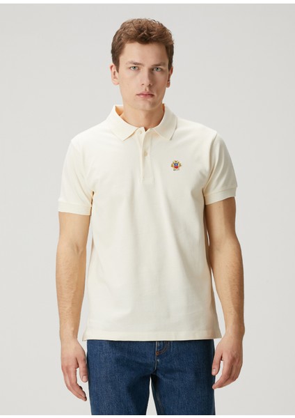 Kırık Beyaz Polo Yaka Organik Pamuk T-Shirt modelleri