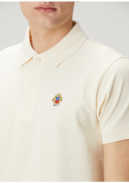 Kırık Beyaz Polo Yaka Organik Pamuk T-Shirt indirimleri