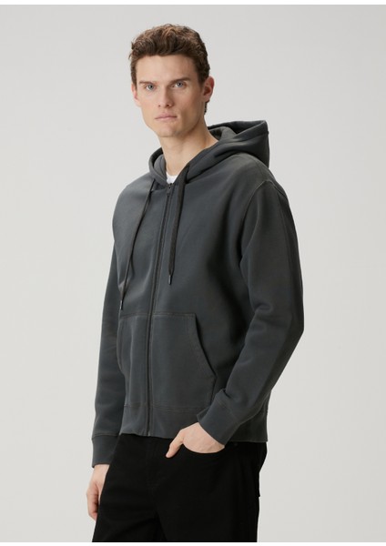 Sacha Antrasit Kapüşonlu Logo Baskılı Sweatshirt modelleri