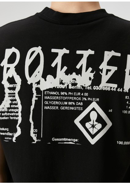 Siyah Logo Baskılı Kolsuz T-Shirt