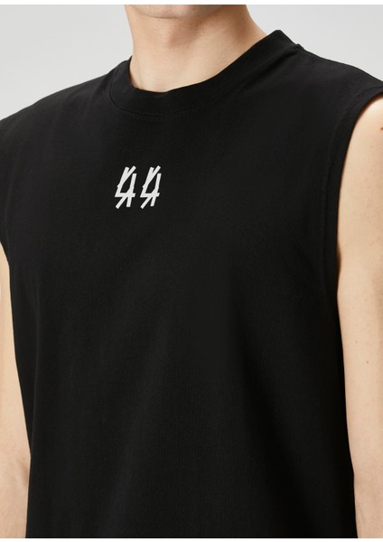 Siyah Logo Baskılı Kolsuz T-Shirt indirimleri