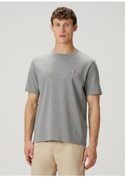 Gri Logo Detaylı T-Shirt