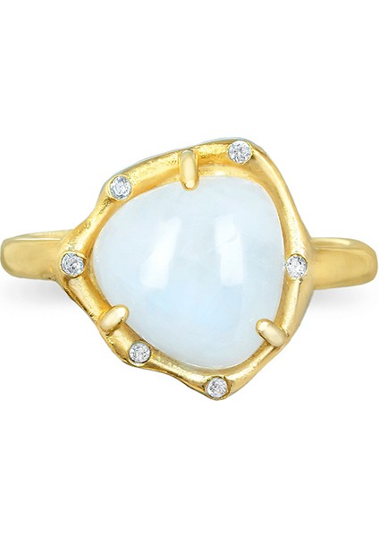 Eva Triangle Moonstone 14 Ayar Altın Kadın Yüzük