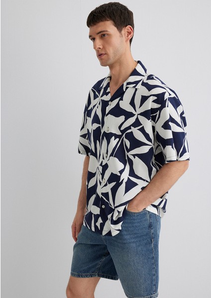 Baskılı Lacivert Gömlek 0211533-89921