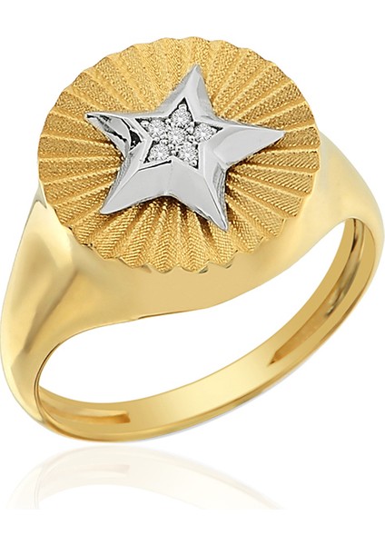 Military Star Pırlanta Detaylı Yüzük