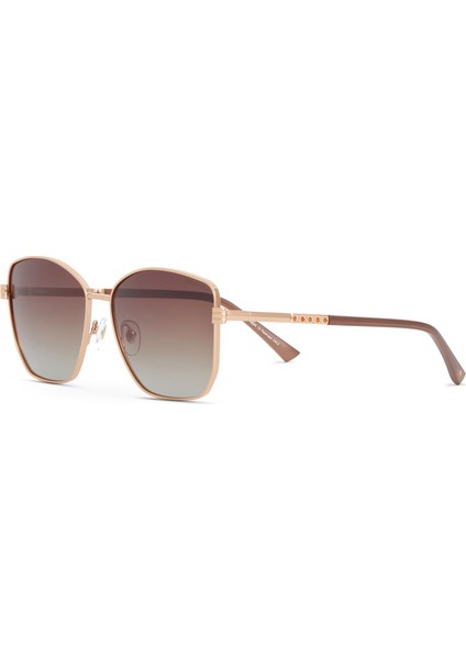 Ds 2397 C2 Cat Eye Kahve Altın Metal Kadın Güneş Gözlüğü