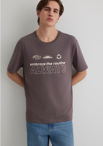 Always Baskılı Mor Tişört 0612722-86683