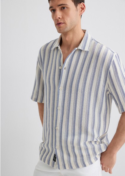 Çizgili Ekru Gömlek 0211540-70055 fırsatları