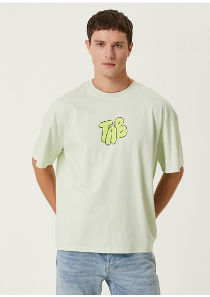 Spiral Yeşil Oversized Kısa Kollu Erkek T-Shirt