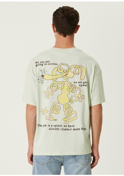 Spiral Yeşil Oversized Kısa Kollu Erkek T-Shirt modelleri