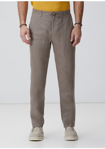 Bej Keten Pantolon