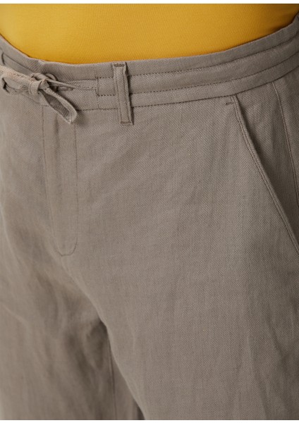 Bej Keten Pantolon