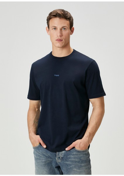 Lacivert Figür Baskılı T-Shirt