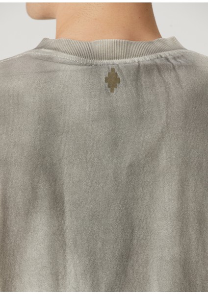 Ekru Çizgi Detaylı T-Shirt
