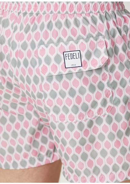 Madeira Gri Pembe Geometrik Desenli Mayo