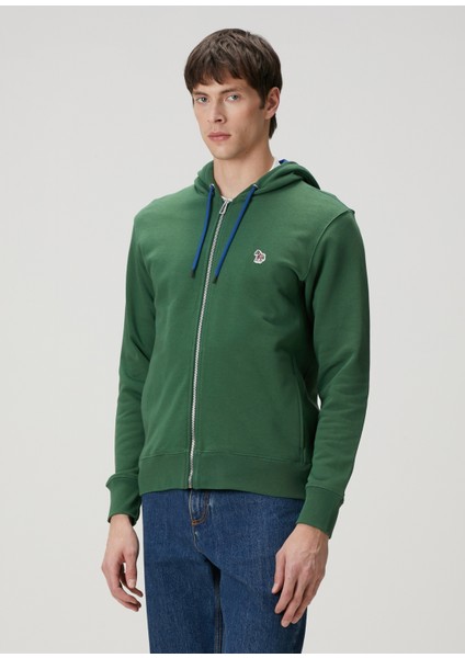 Koyu Yeşil Kapüşonlu Organik Pamuk Sweatshirt modelleri
