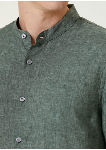 Comfort Fit Açık Yeşil Keten Gömlek