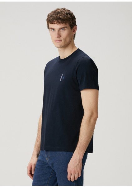 Lacivert Logo Baskılı T-Shirt