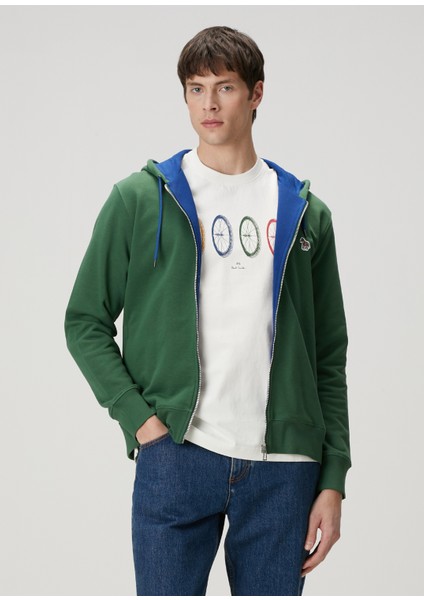 Koyu Yeşil Kapüşonlu Organik Pamuk Sweatshirt