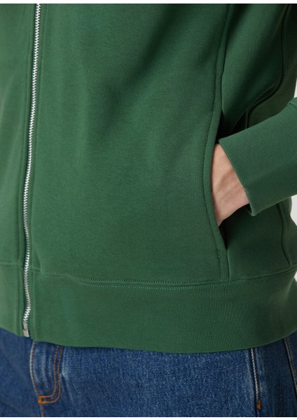 Koyu Yeşil Kapüşonlu Organik Pamuk Sweatshirt
