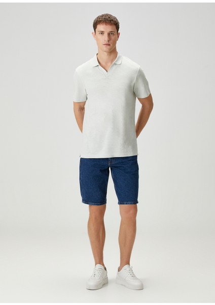 Regular Lacivert Denim Şort